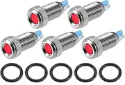 X AUTOHAUX 5pcs LED Indicator Light 8mm 12V-24V Shell Waterproof Pilot Dash Signal Lamp for Car Truck Interior Red