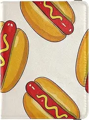 [Amooorous] Cartoon Yellow Hot Dog Leather decorative Passport and Vaccine Card Wallet Combo Travel Documents Organizer Protector Cute Passport Book Waterproof, Cartoon yellow hot dog, 1 size