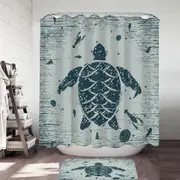 Rustic Blue Lobster and Turtle Shower Curtain