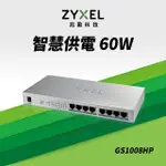 【ZYXEL 合勤】GS1008HP 8埠GBE無網管型POE+交換器