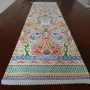 TABLE RUNNER PRINTED COTTON - 35 X 135 BRIGHT & COLOURFUL "RIO" PINK RED GREEN