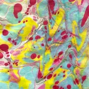 Original Art Psychedelic No 2 Colorful Handmade Marbled Paper 8x10in Matted