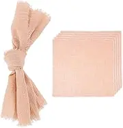 uxcell 6Pcs Handmade Cloth Napkins, 16.5x16.5 Inch Cotton Napkins with Fringe Square Rustic Table Napkin for Wedding Party Dinner Table Decor Bridal Shower, Apricot