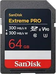SanDisk 64GB Extreme PRO SDXC UHS-II Memory Card - Up to 300MB/s Read and Write speeds, V90, 8K, 4K UHD, SD Card - SDSDXDM-064G-GHJIN