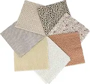7 Premium Cotton Fabric Squares 25x25cm, Pre-Cut Plain Craft Fabric for Quilting, Patchwork & Home Decor, Soft Eco-Friendly Sewing Material (Brown)