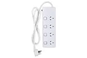 Crest 4-Socket Power Board Extension Plug Strip w 4 Individual Switches White