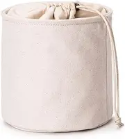 Tall Purse Organizer Insert Womens Canvas Round Handbag Organizer Storage,Handbag Purse Organizer Round Cosmetic Pouch Bag Bucket Makeup Bag (Beige, M)