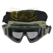 Protective Goggle Glasses with 3 Lenses for Motorcycle CS Sports Green
