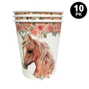 Horse Theme 266ml 9 OZ Paper Cups 10PK - Kids Birthday Party Tableware