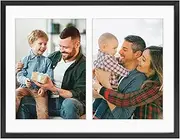 Golden State Art, 5x7 Aluminum Collage Frame, Displays 7x5 Pictures With 2 Openings Mat or One 8.5x11 Photo, Real Glass, Portrait/Landscape Wall/Tabletop Display, Black, 1 Pack