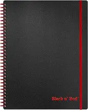 Black n' Red Notebook, Durable Poly Cover, Premium Optik Paper, Scribzee App Compatible, Environmentally Friendly, Spiral Binding, 11" x 8-1/2", 70 Double-Sided Ruled Sheets, Secure Bungee Closure, 1 Count (K66652)