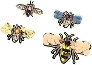 4 Pieces/Set Bees Sequins Rhinestone Beaded Applique Patches Embellishments