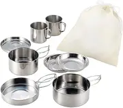 TOYANDONA 1Set Multi Function Camping Cookware Portable Cooking Kit for Outdoor Adventures Includes Stew Pot Frying Pan Plates and Cups for Hiking Fishing