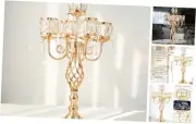 23.2 inch Tall Elegant and Chic 5 Arm Pendant Crystal Candlestick Holder 1 Gold