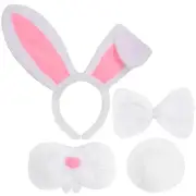 KIMOBER White Bunny Rabbit Costume Set,Plush Bunny Ears Headband Bow Ties Fur...