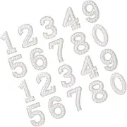 Generic 20pcs Iron Rhinestone Number Patches Bling Pearl Decorative Appliques for DIY Clothing Shoes Bags Durable Nonwoven Easy Application Fashion Accessories