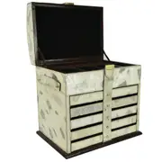 Leatherkart 6 - Rack Leather Jewellery Box - Off-White Fur