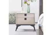 Bedside Table with 2 Storage Drawers | MDF | Champagne & Black Combination | Nightstand