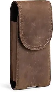 Hengwin Genuine Leather Men's Phone Holster Mobile Phone Belt Bag for Samsung Galaxy S23 S22 Ultra S21 A13 / for iPhone 15 Plus 15ProMax 14Pro Max 14Plus 13 12Pro Max Belt Bag Waist Bag (Brown)