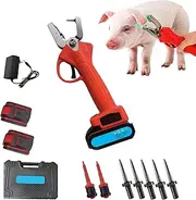 Handheld Cordless Livestock Tagging Tool, Electric Ear Tag Puncher, Electric Ear Tag Plier for Livestock Tag with 5 Ear Tag Needle, Battery*2, Strong Springback Force, for Cattle, Pigs, Sheep, Goats
