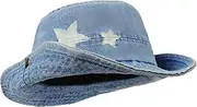[JIAHG] Summer Denim Fisherman Hat for Women Men Wide Brim Sun Bucket Cowboy Hat UV Protection Sun Beach Traverl Cap