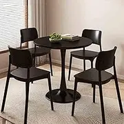 HOLGVE Negotiation Table and Chair Set, Office Reception Room Club Table, Coffee Table and Chair Set for Catering Commercial use, Kitchen Dining Table Set(Black,27.5in/70cm)