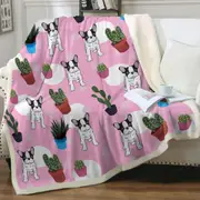 French Bulldog and Cactus Pattern Throw Blanket