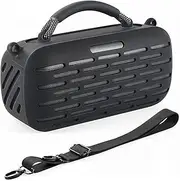[HUAYUWA] Speaker Silicone Case Cover Compatible with Bose SoundLink Max, Portable Wireless Bluetooth Speaker Protective Carrying Cover Skin Sleeve with Shoulder Strap (Black Type1)