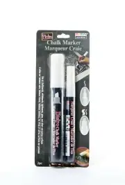 Uchida Bistro Chalk Marker Set 2/Pc-White, 3mm Fine Tip & Chisel Tip