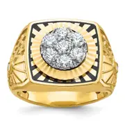 14k Two-tone Gold Men's Enameled 1 carat Diamond Complete Ring
