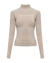 logo-lettering roll-neck top L/XL Nude