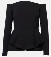 [Safiyaa] Safiyaa Brien off-shoulder crêpe peplum top AU 6 black
