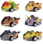 Dinosaur Toy Pull Back Car 6-Piece Dinosaur Toys for Children Aged 3-5, Dinosaur Toy Cars for 3-Year-Old Boys and Toddlers, Toys for Boys Aged 3,4,5 and Up,Dinosaur Games Pull Back Dinosaur Car