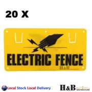 20X Electric Fence Caution Warning Sign Hook Tie To Wire Mesh Rope