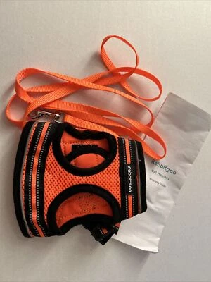 New Rabbit Goo Cat Harness /Vest,Reflective Mesh W/leash Sz Small