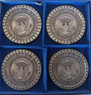 Clinton Era Presidential Seal Coaster Set NOS