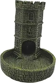 ａ aternee Castle Dice Tower with Tray Wall Carving Dice Rolling Tray Table Decor Resin Randomizing Tabletop Roleplaying Game for Gift, Yellow Green