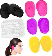 DINHEAROM 4Pairs Silicone Ear Covers for Hair Dye Water Protection Soft Reusable Ear Caps Convenient Ear Shower Caps for Daily Use Travel Spa