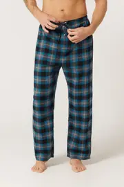 Mens Size S-7XL Contare Flannelette Navy Blue Black Check PJS Pyjama Pants (FCT)