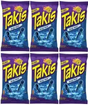 919243 6 X 280G PACKET TAKIS BLUE HEAT CHILLI PEPPER & LIME TORTILLA CHIPS SPICY