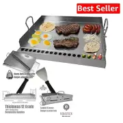 Durable 24x16 Flat Top Grill with Integrated Jalapeño Rack - Easy Cleanup