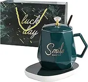 Coffee Mug Warmer,Coffee Warmer Mug,Electric Cup Warmer for Desk with Auto Shut Off, Smart Cup Warmer Set with Cup for Heating Coffee, Beverage, Milk,Tea and Hot Chocolate Mothers Day Gifts (Green)