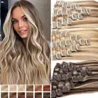 Clip in 100% Remy Human Hair Extensions Full Head 8 Pieces Hair Weft Balayage AU