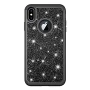 Glitter Powder Contrast Skin Shockproof Silicone + Pc Protective Case For Iphone Xs Max (Black)