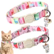2 Pack Cat Collars-Cute Breakaway Cat Collar with Bell & Pendant, Adjustable ...