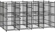 Dog Kennel Outdoor, Dog Enclosures for Outside, Heavy Duty Steel Dog Playpen Fence with Lockable Door, Dog Crate for Backyard, 384x192x200 cm