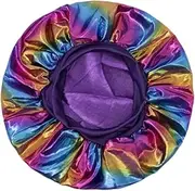 PUCHEN Toddler Satin Bonnet | Soft Sleep Caps with Adjustable Elastic Strap - Soft Hair Bonnet Sleep Caps Night Hats for Natural Hair Teens Toddler Child Baby Purple