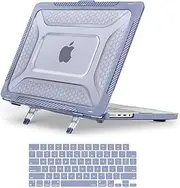 MOSISO Compatible with MacBook Pro 14 inch Case 2025-2021 M3 A2918 A2992 M2 A2779 M1 A2442, Honeycomb Heavy Duty TPU Bumper Plastic Hard Shell Case with Fold Kickstand&Keyboard Cover, Lavender Gray