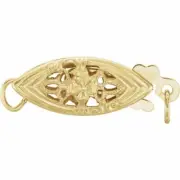 14K White or Yellow Gold 13.5x5.75mm Single Strand Fish Hook Pearl Clasp Beading