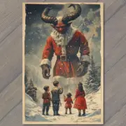 FLATCARD Krampus Santa Wings Meeting Children in Snow Christmas Winter Unusual